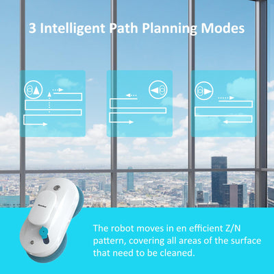 Mamibot W110-P Fensterputzroboter, automatischer intelligenter Navigations-Staubsauger Anti-Drop, mit APP und Fernbedienung, für Glas, Fliesen, 12 Stück Tücher (Weiss)