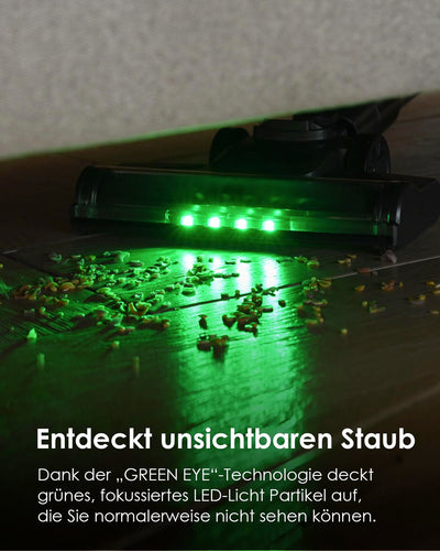 Staubsauger mit Wischfunktion, 40000Pa Akku Staubsauger kabellos, Saug und Wisch staubsauger mit starkem grün Licht, Akkusauger Freistehend, lange Laufzeit, leiser Staubsauger für Hartböden, Tierhaare