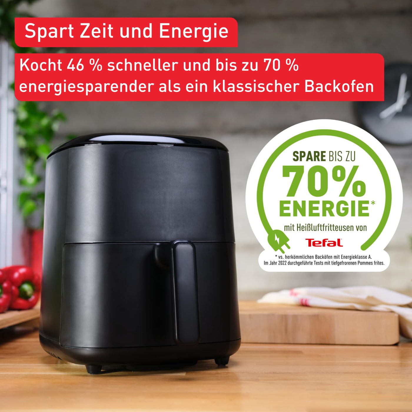 Tefal Easy Fry Max 5L Heißluftfritteuse, 10 automatische Garprogramme, digitaler Touchscreen, zeit-/energiesparend, Antihaftbeschichtung, schwarz, EY2458