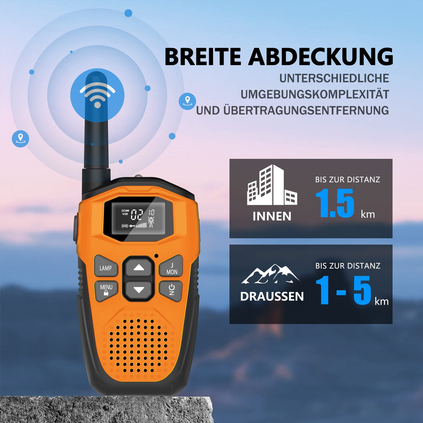 3er Set,NXGKET Walkie Talkie Aufladbar für Erwachsene Kinder Funkgeräte,Große Reichweite 5km Walki Talki mit Li-ion Akku, VOX Taschenlampe für Freien, Camping, Wandern