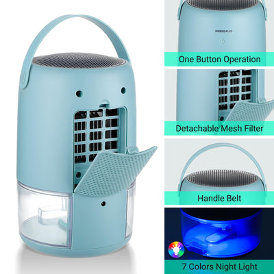 Inkbird Luftentfeuchter, 1100ml Luftentfeuchter Elektrisch, Extrem Leise, 7 Farbige LED Leuchten, Ausschaltschutz, Tragbarer Luftentfeuchter Kleiner für Badezimmer, Schlafzimmer, Keller, Zuhause