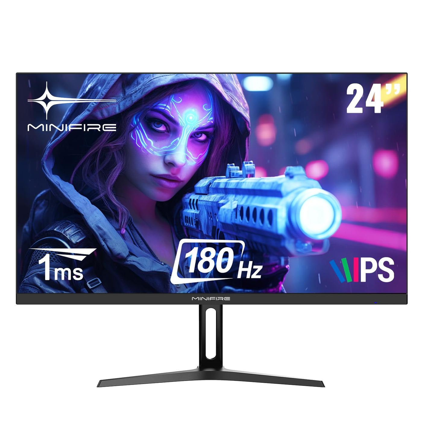 Minifire Gaming Monitor 24 Zoll, 180 Hz, 1ms, AdaptiveSync,IPS, 2xHDMI 2.0/1xDP 1.4 Ports, FHD, sRGB 110%, Monitor PC Bildschirm(MFG24F4 HDMI-Kabel im Lieferumfang enthalten)