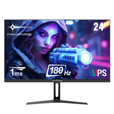 Minifire Gaming Monitor 24 Zoll, 180 Hz, 1ms, AdaptiveSync,IPS, 2xHDMI 2.0/1xDP 1.4 Ports, FHD, sRGB 110%, Monitor PC Bildschirm(MFG24F4 HDMI-Kabel im Lieferumfang enthalten)