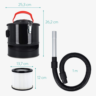 Navaris Aschesauger 10L mit Filter 800W - Asche Staubsauger für Kamin BBQ Grill Ofen - Kaminsauger Aschestaubsauger Kaminstaubsauger