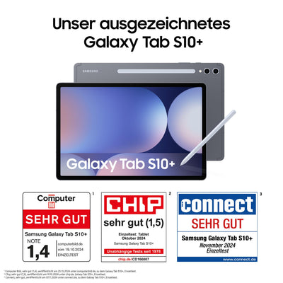 Samsung Galaxy Tab S10+ AI Tablet, Android Tablet, 12 GB RAM, 512 GB Speicher, AMOLED-Display, Antireflexionsbeschichtung, Inkl. S Pen, WiFi, Moonstone Gray, 36 Monate Herstellergarantie