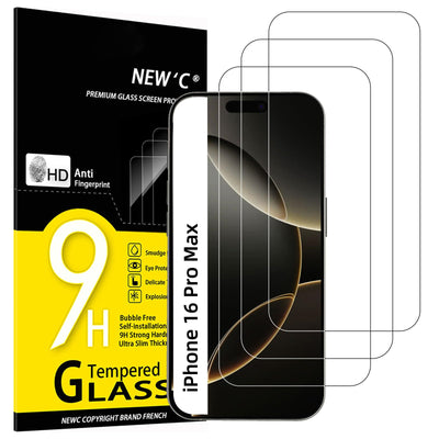 NEW'C 3 Stück, Panzer Schutz Glas für iPhone 16 Pro Max (6,9"), Frei von Kratzern, 9H Härte, HD Displayschutzfolie, 0.33mm Ultra-klar, Ultrabeständi