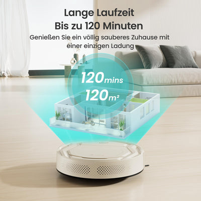 LEFANT M210P Saugroboter, Superschlank Staubsauger Roboter, 2200 Pa Saugkraft, 120 Min Laufzeit, WLAN optimiert für Teppiche, Tierhaare, Hartböden, Roboterstaubsauger mit Ladestation, Champagnergrau