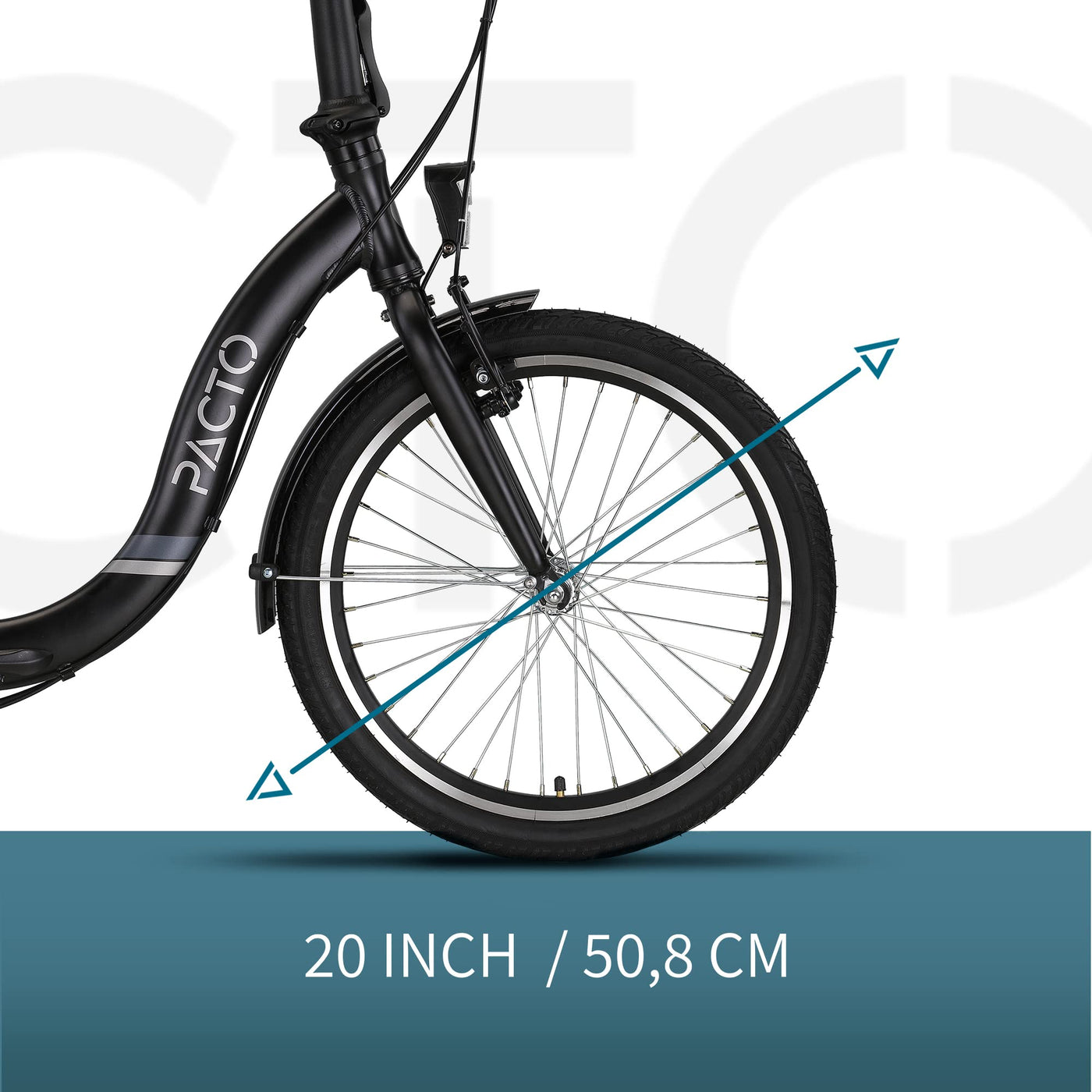 PACTO Seven - Hollandrad Hochwertiges Klappfahrrad 27cm Aluminiumrahmen Bike 20 Zoll Aluminiumräder Bicycle, 3 Speed Shimano Gänge Faltrad Klapprad Fahrrad Klappfahrrad Für Erwachsene Schwarz