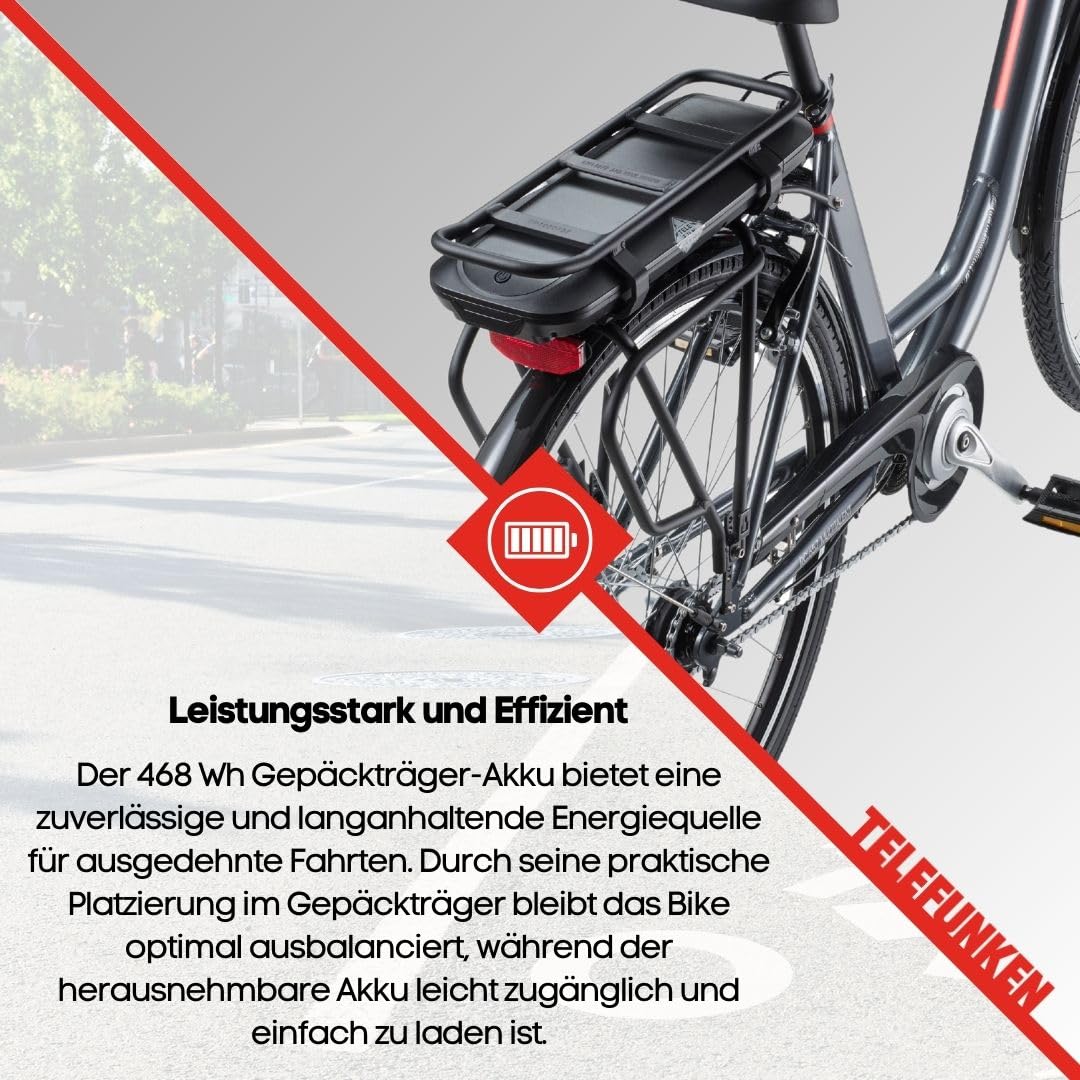 TELEFUNKEN E-Bike 28 Zoll Fahrrad für Damen & Herren | Pedelec Citybike mit 7-Gang Nabenschaltung | Rücktritt | EBike inkl Panzerkabelschloss | Elektrofahrrad 250 W Frontmotor | 536 Wh Li-Ion Akku