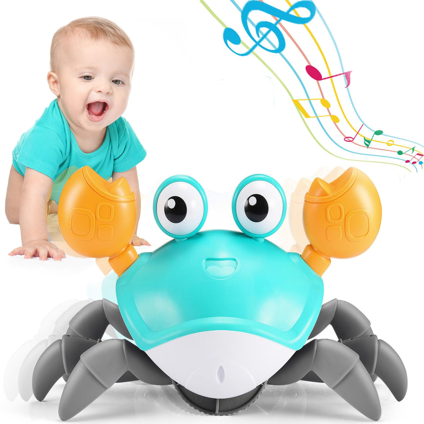 Adeokay Krabbe Baby Spielzeug ab 1 2 3 Jahr, Spielzeug ab 6 7 8 9 10 Monate Kinderspielzeug ab 1-3 Jahre Junge Mädchen Geschenk für Kinder Tummy Time Toys Krabbelspielzeug Baby Ostergeschenke Kinder
