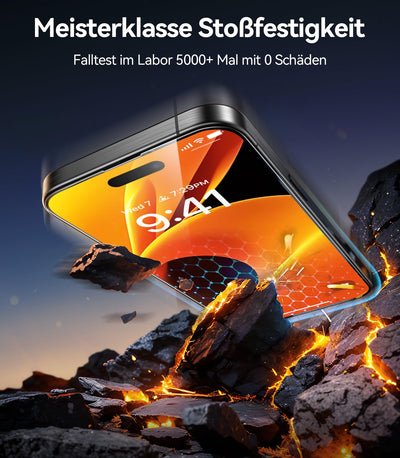 TORRAS für iPhone 16 Pro für Panzerglas [Full Screen] TOP Bruchsicherheit Folie für iPhone 16 Pro Schutzfolie 9H+ Schutzglas [Auto-Installation] Anti-Fingerabdruck, 2 Stück