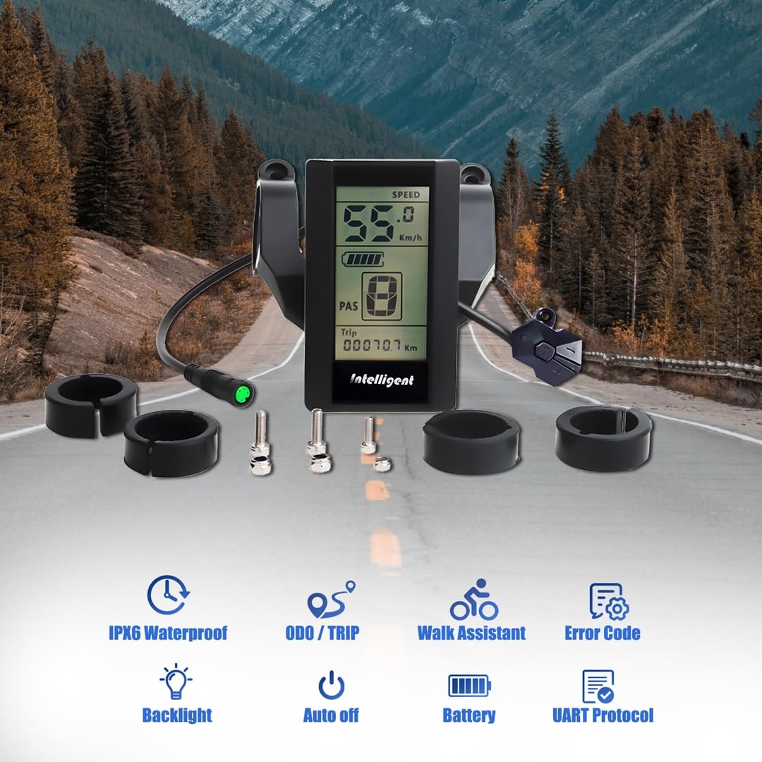 BAFANG Display Elektrofahrrad LCD C965 Geschwindigkeitsmesser Ebike-Zubehör 24V 36V 48V 52V 5Pin Kompatibel BBS01B BBS02B BBSHD1000W Mittelmotor Elektrofahrrad-Umrüstsatz