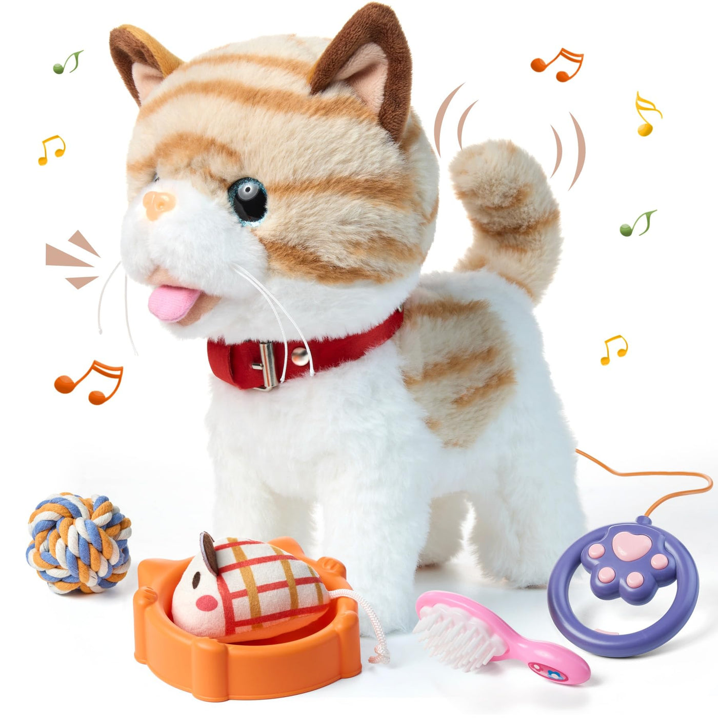OR OR TU Katze Spielzeug Kinder Plüsch Kätzchen Elektronische Haustiere mit Ferngesteuerter, Interaktives Spielzeug Katze der Läuft und Bellt, Wiederholen was Sie Sagen für Kinder Geschenk