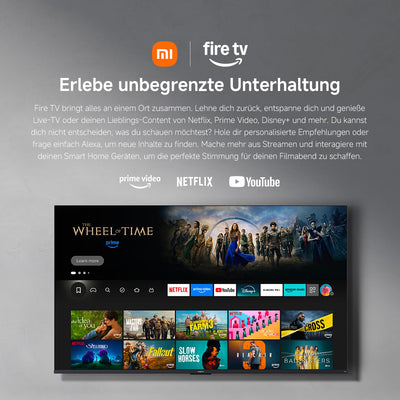 Xiaomi F, 55 Zoll (140 cm), 4K UHD, Smart TV, Fire TV, Triple Tuner DVB-C/S/S2/T/T2,HDR10, MEMC,Game Boost mode 120Hz, Sprachsteuerung mit Alexa, 2GB+32GB, Kompatibel mit Apple AirPlay
