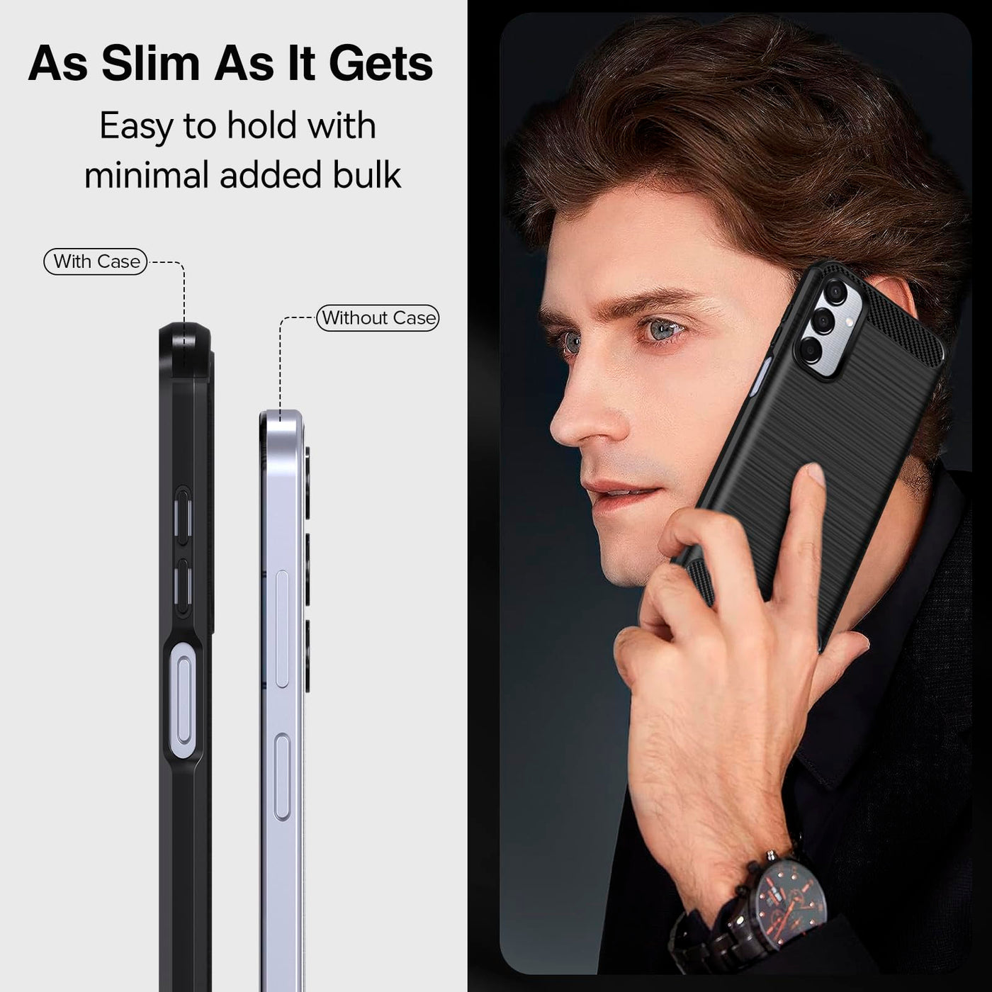 ivoler Hülle für Samsung Galaxy M15 5G mit 2 Stück Panzer Schutz Glas, Militärischer Stoßfest Handyhülle, Dünne Weiche TPU Silikon Kratzfest Schutzhülle Anti-Fingerabdruck Case, Schwarz
