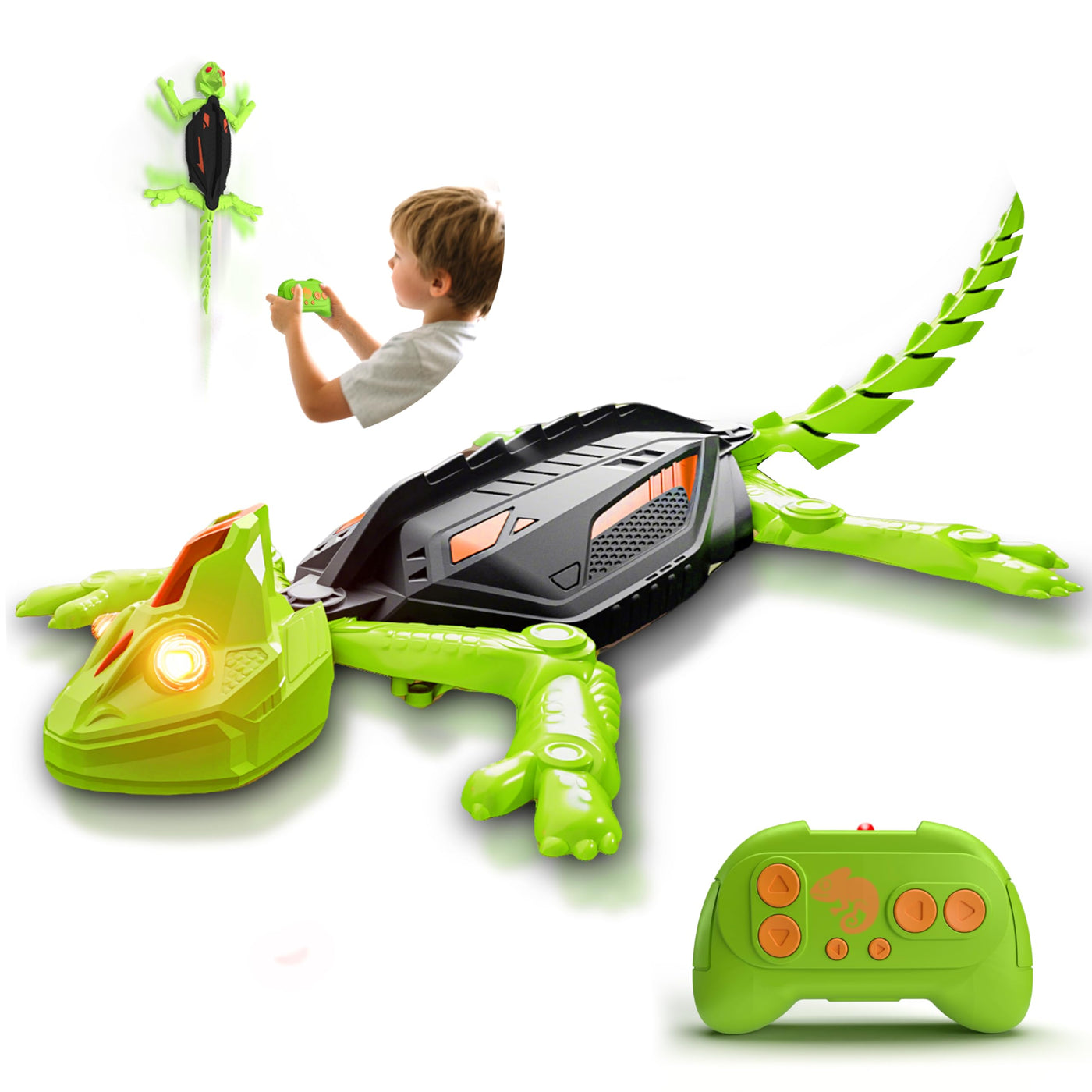 Wall Crawler Chamäleon Spielzeug, Wiederaufladbar Ferngesteuert Gecko, Eidechse Roboter mit leuchtenden LED-Augen, Kinder Spielzeug, Geschenk Jungen Mädchen 3 4 5 6 7 8+ Jahre [Verbesserte Version]