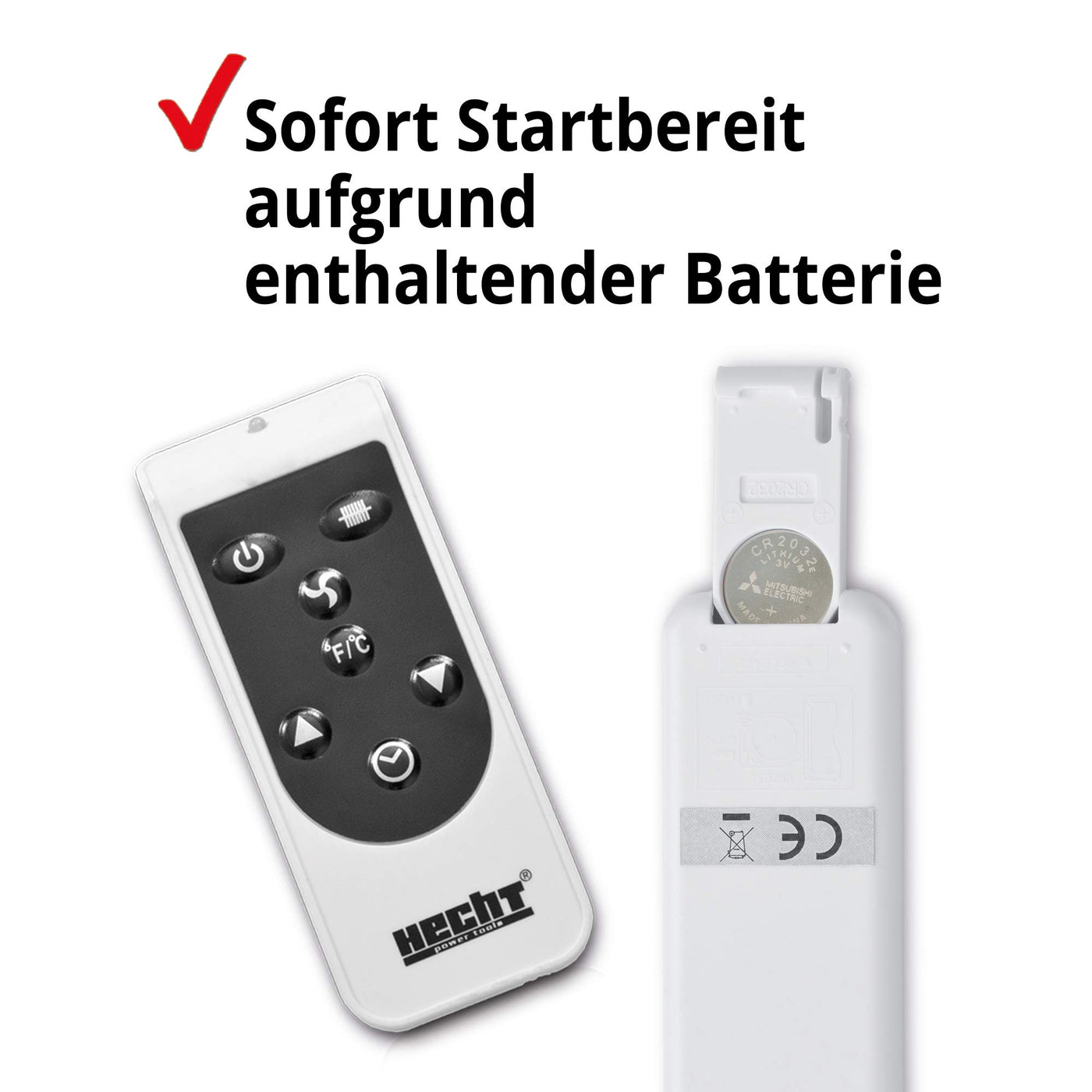 Hecht Elektroheizung (Brandneue Version) - Heizgerät für eine schnelle und wohlfühlende Wärme – Stromsparend - Mit 3 Leistungsstufen, Fernbedienung und Thermostat