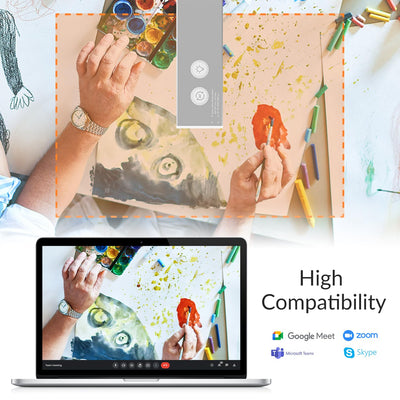 IDEAO DC400, Faltbare 4K-USB-Dokumentenkamera und Webcam, 1080P, 60fps mit Autofokus, eingebautem Mikrofon, LED und Plug&Play, für Distance Learning, Fernunterricht und Online Coaching