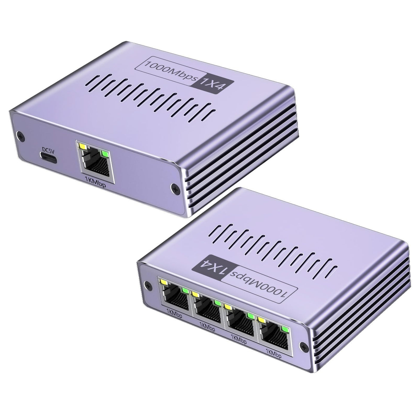 LAN Splitter 1 auf 4, LAN Verteiler 1 auf 4 Gigabit Netzwerk Splitter 1000 Mbps LAN Switch 4 Port Ethernet Splitter 1 auf 4 für Computer, Hub, Switch, Router, ADSL, Digital TV, Gleichzeitig Arbeiten