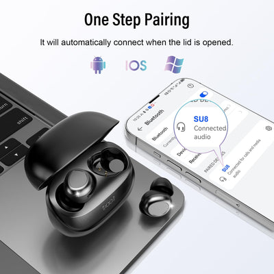 DUSONLAP Bluetooth Kopfhörer, Mini In Ear Kopfhörer Kabellos Bluetooth 5.4 HiFi Immersiv Sound, 47Std Spielzeit Schlafkopfhörer mit Passiver Geräuschmaskierung, LED-Anzeige, IPX7 Wasserdichte Ohrhörer