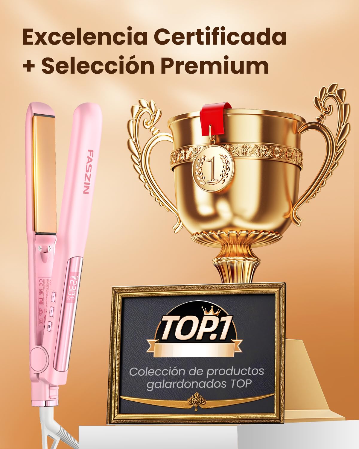 Faszin 2 in 1 Glätteisen Locken und Glätten, 20s Schnellaufheizung, Titanplatten Ionen Haarglätter für einen glatten Stil, 3D-Schwebepanel verhindert Haarziehen, mit LCD-Display, 130°C-230°C - Rosa