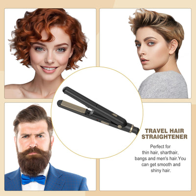 Mini Glätteisen, Glätteisen Kleines mit Keramik-Technologie | Kompakt 17cm für kurzes Haar, Bärte und Pony & Reise | Doppelspannung (100-240V)