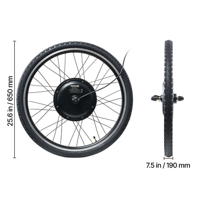 VEVOR 1000 W Elektro-Fahrrad Kit, 48 V 420 U/min φ650mm Vorderrad-E-Bike-Nabenmotorsatz mit verbessertem Geschwindigkeitsregler, Gasgriffsatz, LCD-Display und PAS-System für Rennrad