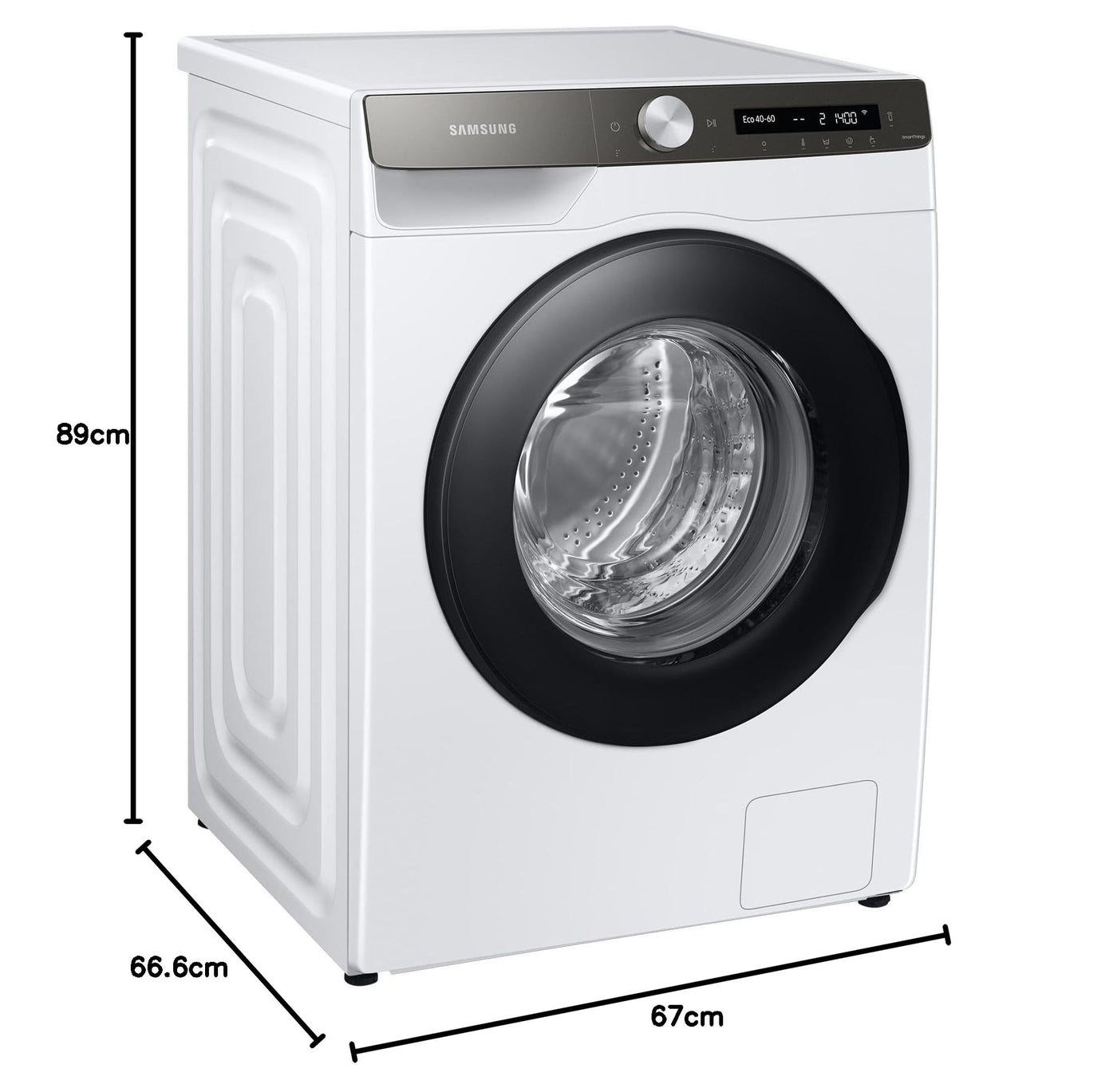 Samsung Waschmaschine, 8 kg, 1400 U/min, Ecobubble, Automatische Waschmittel- und Weichspülerdosierung, Weiß/Schwarz, WW8ET534AATAS2