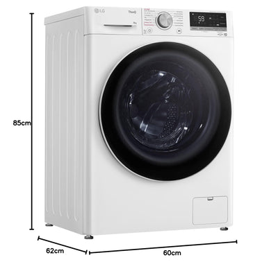 LG F4WV7080, Klasse A, Frontlader-Waschmaschine 8 kg, 1400 U/Min, AI Direct Drive, Wi-Fi, Tiefenreinigung mit Dampf, Große Kapazität, TRIPLE A, Außentür aus Sicherheitsglas, 62 x 60 x 85 cm ꟷ Weiß