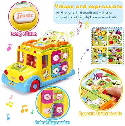 Baby Spielzeug ab 1 Jahr Pädagogisches Intellektuelles Bus Baby Spielzeug ab 12 18 Monate Tiergeräuschen/Musik/Bewegung Musikalischer Bus Kinderspielzeug ab 1 2 3 Jahre Mädchen Junge Geschenk
