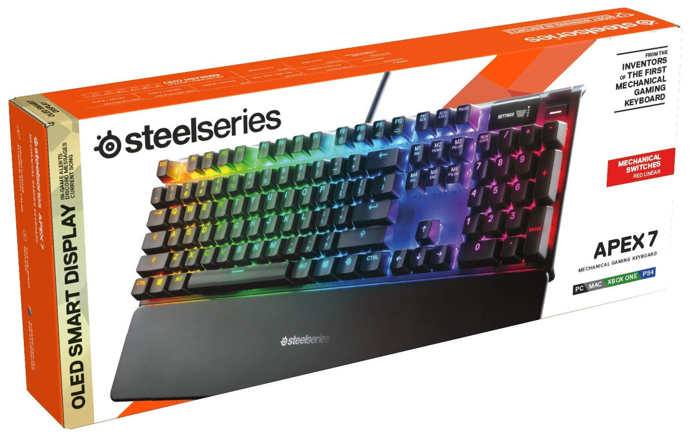 SteelSeries Apex 7 - Mechanische Gaming-Tastatur – OLED Smart Display – Rot Schalter – Deutsches (QWERTZ) Layout - Standard