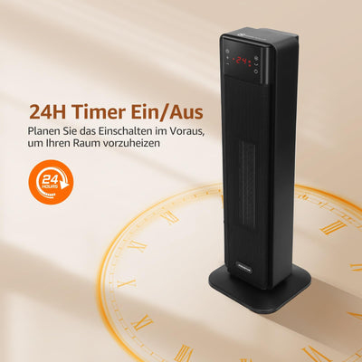 Aigostar Energiesparend Heizlüfter mit Thermostat Heizung, 2000W PTC Keramik Heizlüfter mit Fernbedienung, 70° Oszillation, 4 Modi, 24H Timer, LED-Anzeige, Überhitzungs- & Kippschutz, Schwarz