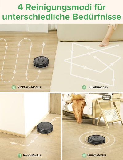 Vexilar W7 Saugroboter mit Wischfunktion 2 in 1, Staubsauger Roboter mit 3000Pa Saugkraft, 120Min Laufzeit Staubsaugerroboter, 3 Reinigungsmodi Roboterstaubsauger, Saugroboter Tierhaare und Hartböden
