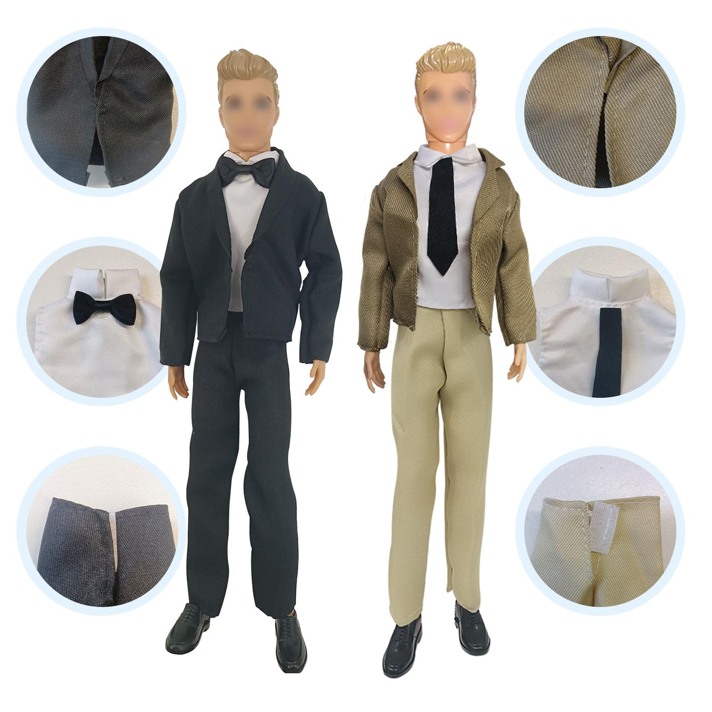 12 Kleidung und Zubehör Kompatibel mit Ken = 2 Sets Anzug + 2 Kurze Ärmel + 2 Shorts + 2 Badehose + 4 Schuhe, für 12 Zoll Jungen Puppen in Zufallsauswahl