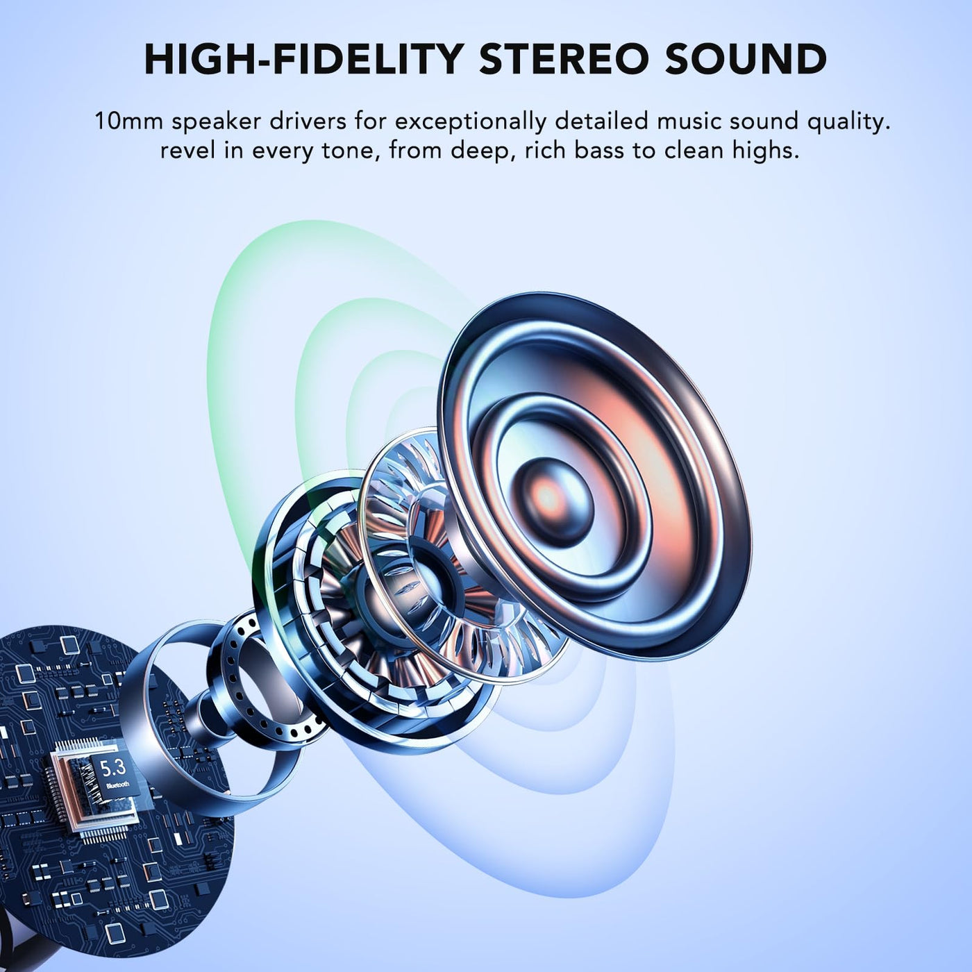 QXQ Bluetooth Kopfhörer Sport, in Ear Kopfhörer Kabellos Bluetooth 5.3 mit HD Mic, Kabellos Kopfhörer Comfort Fit, Dual LED-Anzeige, IP7 Wasserdicht Ohrhörer mit Ohrhaken, Bluetooth Kopfhörer Blu