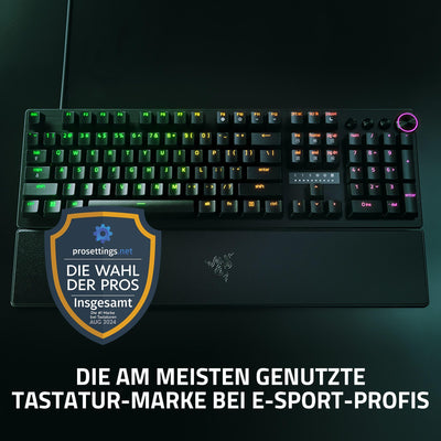 Razer Huntsman V3 Pro - Analoges optisches E-Sport-Keyboard Snap Tap & Rapid Trigger (Schnellfeuer-Modus, Multifunktionaler Drehregler, Doubleshot-PBT-Tastenkappen) DE-Layout | Schwarz
