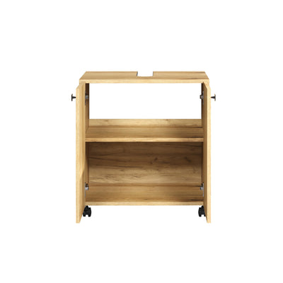 trendteam smart living - Waschbeckenunterschrank Unterschrank auf Rollen - Badezimmer - PureBliss - Aufbaumaß (BxHxT) 60 x 64 x 42 cm - Farbe Evoke Eiche mit schwarzen Rillen - 233730342
