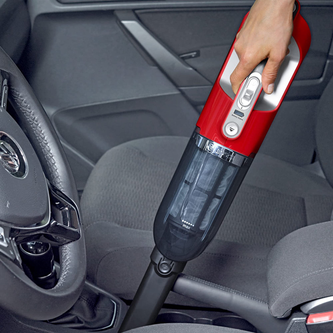 BOSCH BBH3ZOO28 Flexxo Zoo'o 2in1 Akku- und Multifunktions-Besensauger - 2 Geschwindigkeiten - 28 V - 55 Min. Laufzeit - Rot