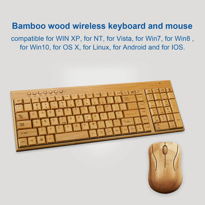 Vikye Tastatur- und Maus-Set, 2,4-GHz-Wireless-Plug-and-Play-Bambus-Computer-Wireless-Geräte, Wireless-Verbindungs-Holz-Computer-Steuergeräte für das Büro (Maus)