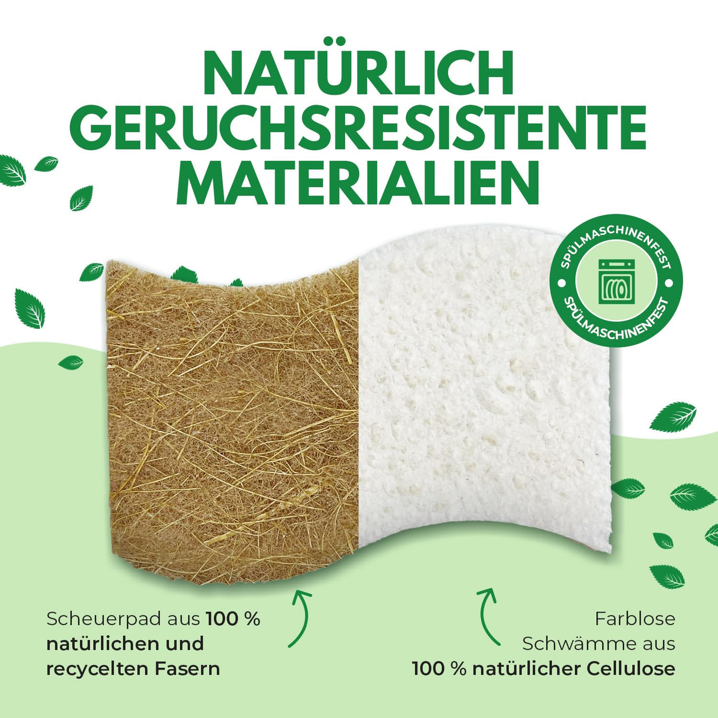 AIRNEX Biologisch Abbaubarer Spülschwamm 12er Set – Kompostierbarer Naturschwamm Aus Zellulose und Kokosfasern Mit Scheuerschwamm – Umweltfreundlicher Putzschwamm – Geruchloser Küchenschwamm Sponge