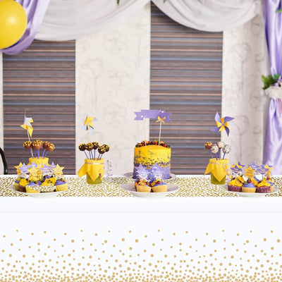 MOKANI Einweg Tischdecke, 4 Stück Tischdecken Geburtstag, Wasserdicht Tischdecke Bierzeltgarnitur, Rechteckig Tischtuch Geeignet für Party, Weihnachten, Hochzeit, 137 x 274 cm, Gold