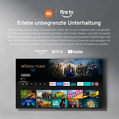 Xiaomi F Pro, 75 Zoll (190 cm), 4K UHD QLED, Smart TV, Fire TV, Triple Tuner DVB-C/S/S2/T/T2, HDR10+, Game Boost mode 120Hz, MEMC, Sprachsteuerung mit Alexa, 2GB+32GB, Kompatibel mit Apple AirPlay