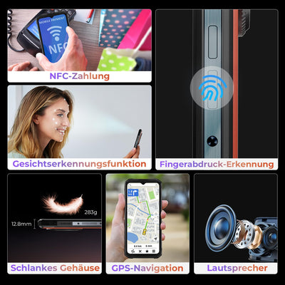 HOTWAV T7 PRO Outdoor Smartphone, 6,6 Zoll 12GB+256GB (2TB Erweiterbar) Android 13 Outdoor Handy Ohne Vertrag, 6280mAh 64MP+8MP Kamera Baustellenhandy Dual SIM 4G Handy-Face ID/NFC/Fingerabdruck/IP68