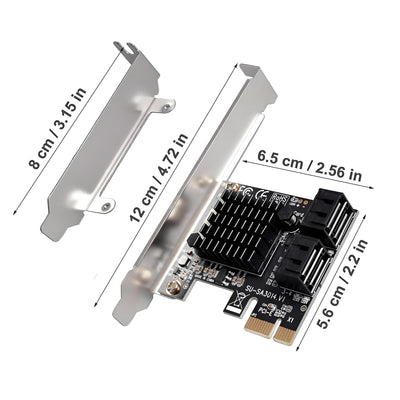 PCIe SATA Karte 4 Ports mit 4 SATA Kabeln, SATA 3.0 Controller Erweiterungskarte mit Low Profile Bracket, PCI-E X1 3.0 Gen3 (6Gbps) Boot als Systemplatte, Non Raid, unterstützt 4 SATA 3.0 Geräte