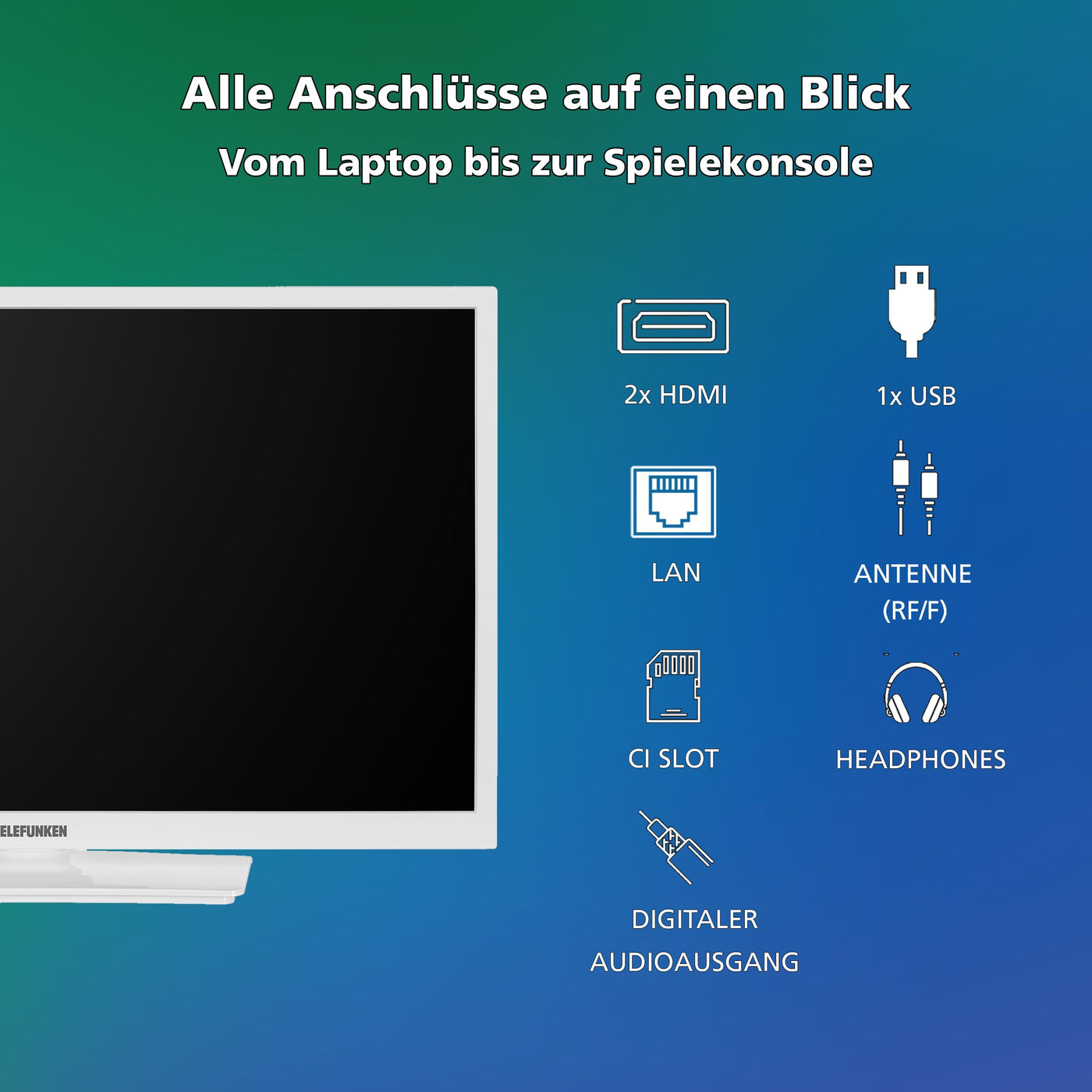 Telefunken Fernseher 24 Zoll Smart TV VIDAA XH24VP550M-W HD Fernseher, HDR TV mit integriertem Triple-Tuner, LED TV weiß