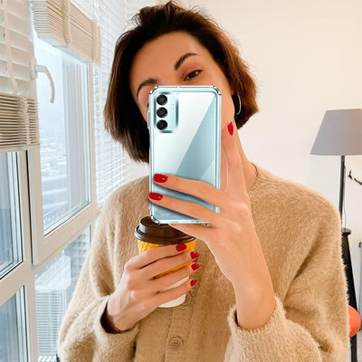 ivoler Nie Vergilbung Klar Hülle für Samsung Galaxy M15 5G, 1 Handyhülle mit 2 Stück Panzer Schutz Glas, [Militärischer Schutz] Stoßfest Transparent Schutzhülle Dünn Durchsichtige Case