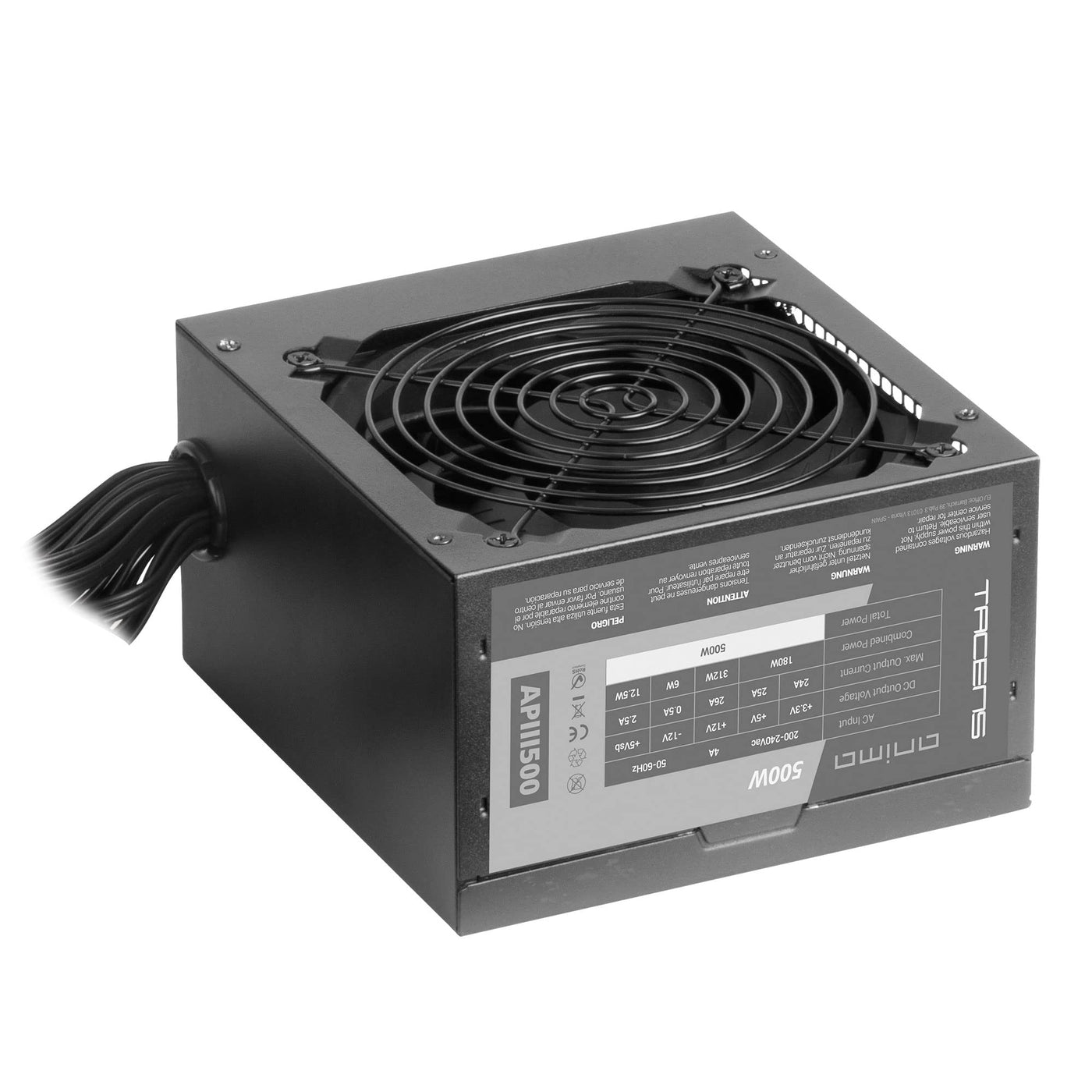 Tacens Anima APIII500, Netzteil PC ATX 500W, SMD Technologie 85% Bronze 12V, Ultra-leiser 12cm Lüfter, Schwarz