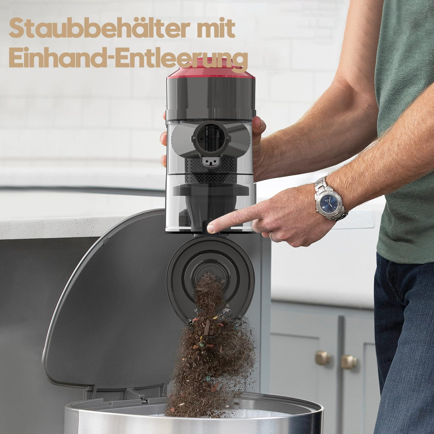 Akitas V10 30V 450W 45kPa 60 Minuten Akku Staubsauger kabellos Stielstaubsauger aufrecht und handgehalten, Leichtgewicht mit bürstenlosem digitalem BLDC-Motor, geeignet für Teppiche und Tierhaare