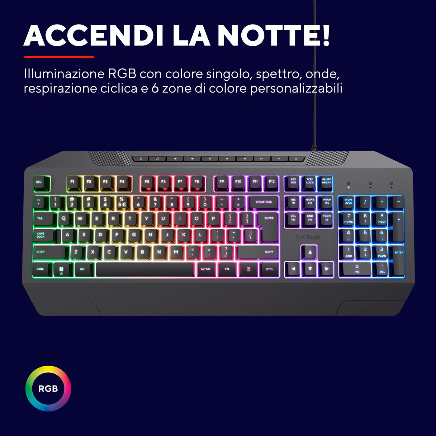 Trust Gaming GXT 836 Evocx Tastiera Gaming Layout Italiano QWERTY