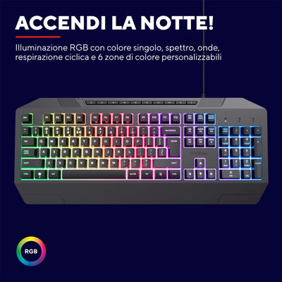 Trust Gaming GXT 836 Evocx Tastiera Gaming Layout Italiano QWERTY